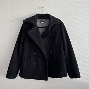 J. Crew Classic Black 100% Wool Pea Coat